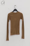 BASERANGE Ribbed Long Sleeve Top T-Shirt TTVL Collection France BAS-TTVL-RB-AU24-FCZ Emerald Brown